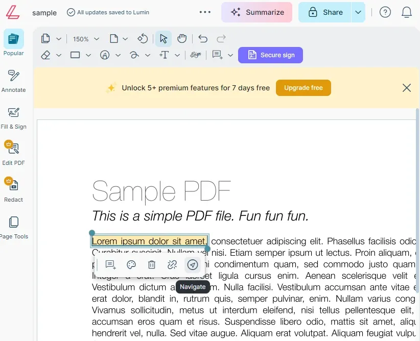 Using PDF editing software to add links - how to preview link