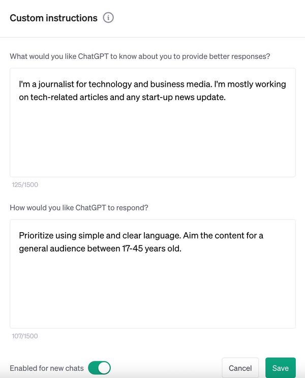 New In ChatGPT: Custom Instructions Feature